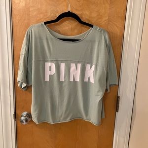 Teal crop t-shirt Victoria’s Secret Pink, size medium